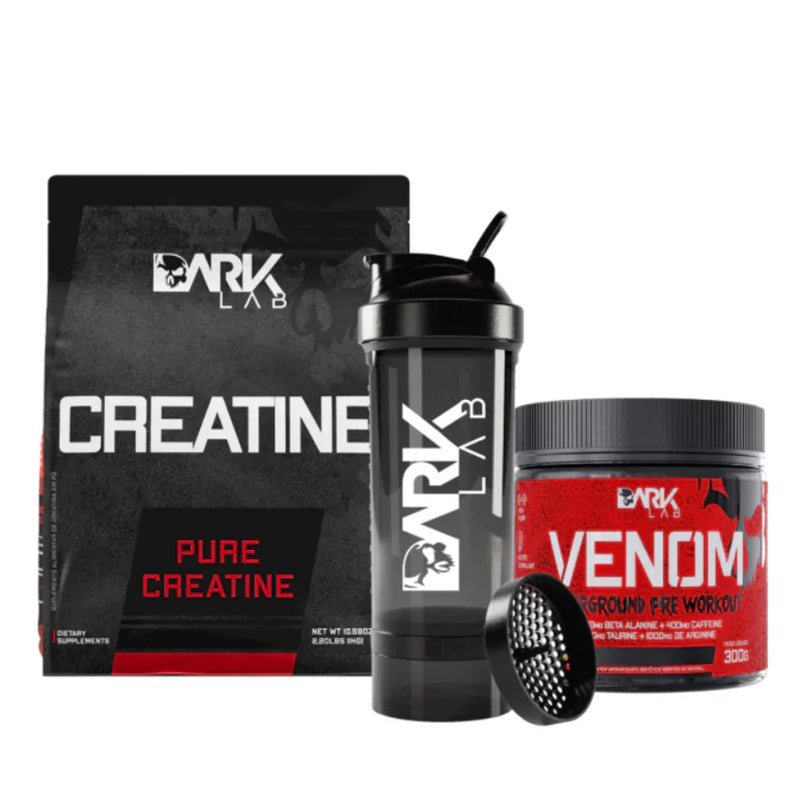 Creatina Pura 1kg + Venom Pré Workout 300g + Coqueteleira Premium 700ml Dark Lab