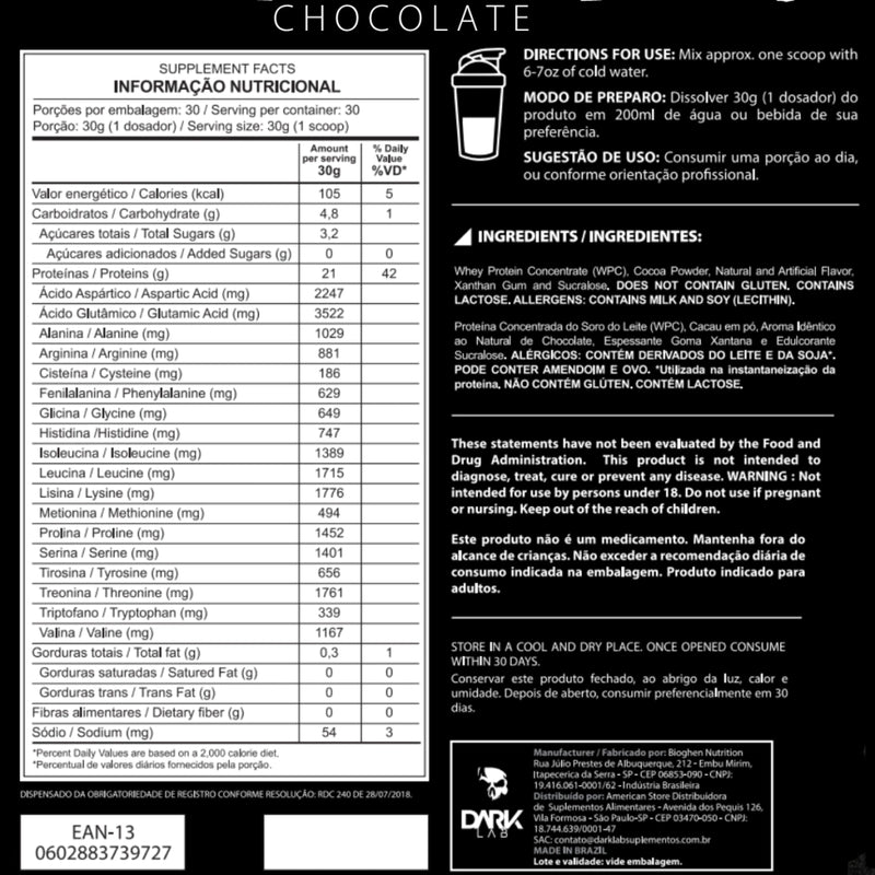 100% Whey Protein Pote 900g - Dark Lab