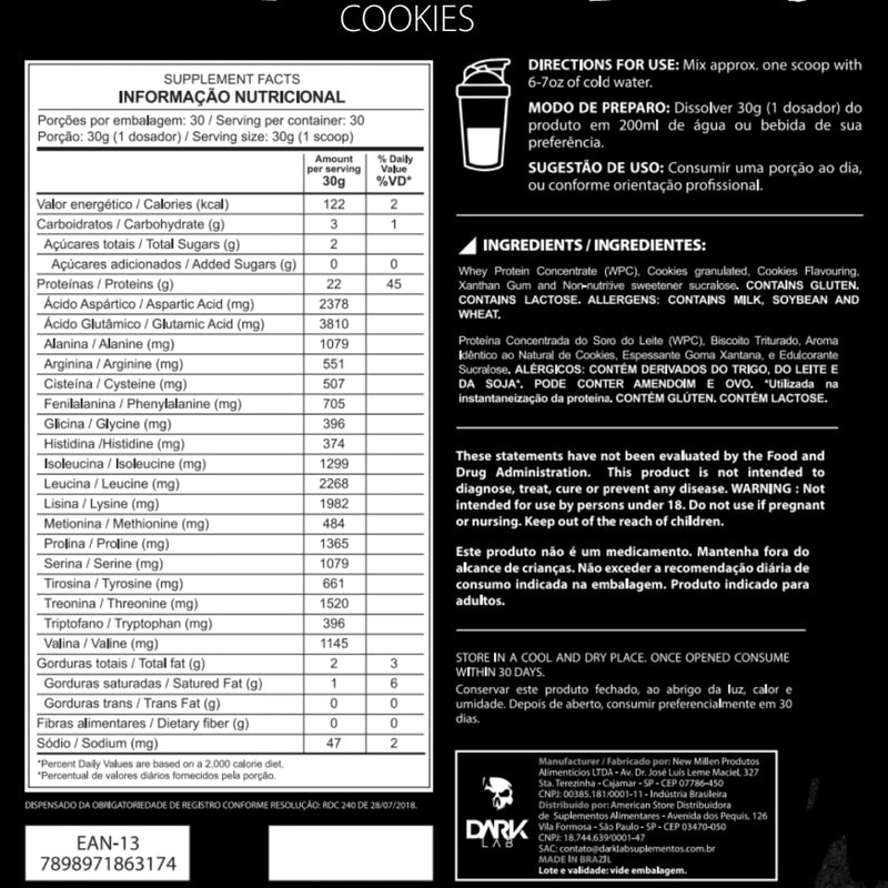 100% Whey Protein Pote 900g - Dark Lab