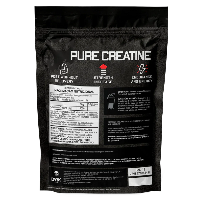 Creatina Pura 600g Refil - Dark Lab