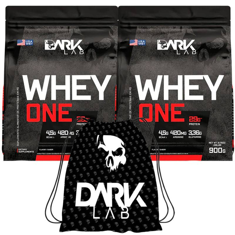 Kit 2 Whey One Refil 900g + Mochila Bag Com Alças Reguláveis - Dark Lab