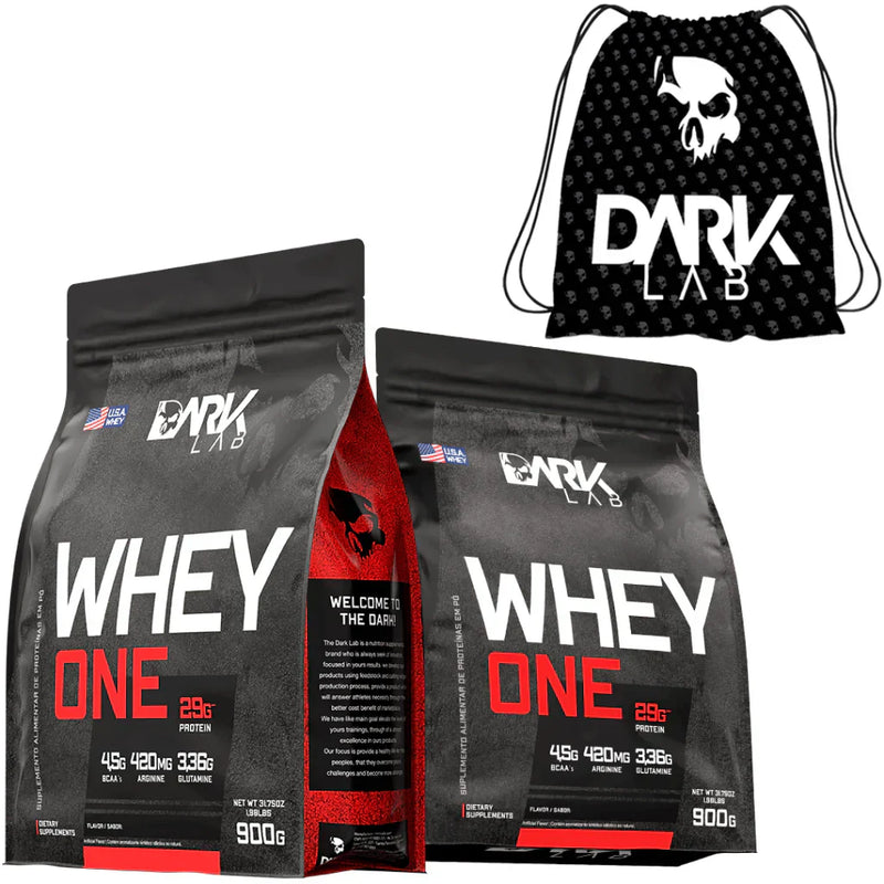 Kit 2 Whey One Refil 900g + Mochila Bag Com Alças Reguláveis - Dark Lab