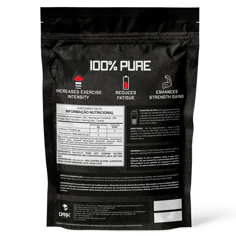 Beta Alanina 100% Pura 500g Refil - Dark Lab