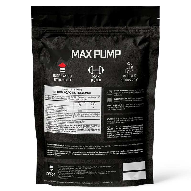 L-Arginine 500g Refil - Dark Lab