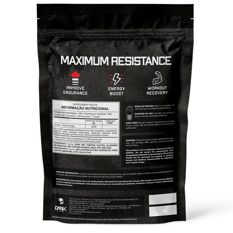Taurina 500g Refil - Dark Lab